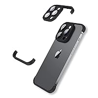 Frameless Fit for iPhone 13 Pro Max Bumper Case with Camera Lens Protector, Slim Soft TPU Shockproof Phone Cover No Back, Minimalist Yet Protective Shell (Black)