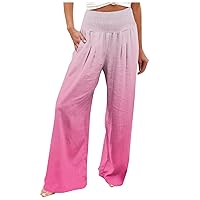 Yoga Work Pants,High Waisted Pants for Women Printed Stretchy Wide Leg Palazzo Pants Casual Comfy Beach Pants Casual Pants