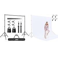 EMART Photo Video Studio 10Ft with 8.5x10ft White Photo Backdrop for Photography, Large Plain White Drapes Party Background Curtain
