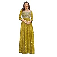 Indian Trendy Heavy Embroidery Party Wear Muslim Georgette Diwali Festival Women Heavy Anarkali Gown Dress Suit 3124