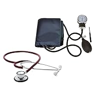 Dealmed Blood Pressure Monitor and Stethoscope Bundle | Includes (1) Arm Blood Pressure Monitor with Adult Cuff (Black) and (1) Dual-Head Stethoscope (Burgundy)