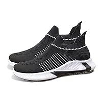 Mens Slip-On Loafers Comfortable Slip Resistant Walking Shoes Breathable Lightweight Work Shoe Black Casual Sneakers