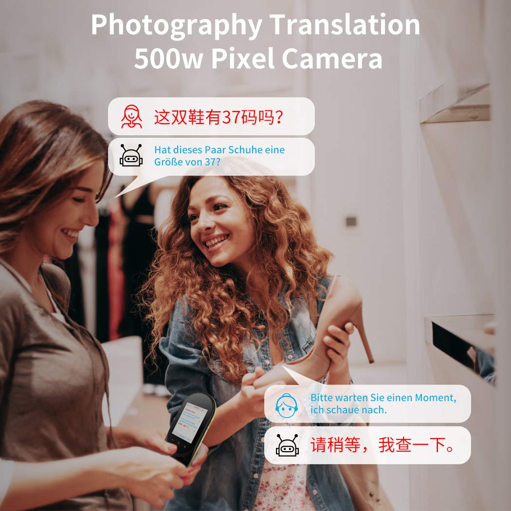 Language Translator Device Offline Translator Device Two Way Instant Voice Translator Support 106 Languages with Camera Translation for Travelling Abroad Learning Shopping Business Chat Black