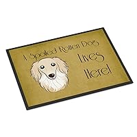 Caroline's Treasures BB1460JMAT Longhair Creme Dachshund Spoiled Dog Lives Here Doormat 24x36 Front Door Mat Indoor Outdoor Rugs for Entryway, Non Slip Washable Low Pile, 24H X 36W