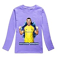Boys Fall Classic Crew Neck Soccer Stars Tops Long Sleeve Pullover Casual Loose Fit Blouses T-Shirts(2-16Y)