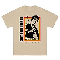Jimi Hendrix Unisex-Adult Standard Tan Live in Maui Short Sleeve Classic Fit T-Shirt