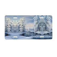 Beautiful Winter Print License Plate 6 x 12 in Aluminum Metal License Plate Cover Personalized Waterproof Front License Plate Car Tag for Any Vehicle