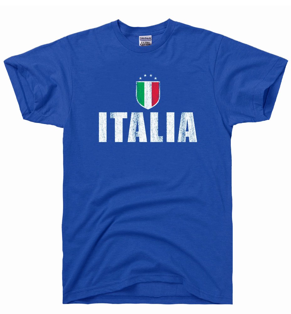DIRTYRAGZ Men's Italia Futbol Soccer Flag Vintage T Shirt