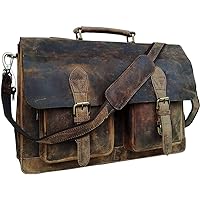 18 Inch Retro Brown Laptop Messenger Bag Office Briefcase Crossbody Travel Bag For Men & Women Bag Office Laptop Bag (vintage brown)