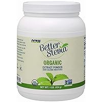 NOW Foods BetterStevia Organic Zero-Calorie Extract Powder, Keto Friendly, Suitable for Diabetics, No Erythritol, 1 Pound