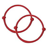 2Pcs Handmade Luckys Kabbalah Red String, Adjustable Red Rope Bracelet Jewelry