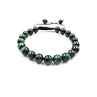 AAA GREEN STAR TIGER EYE Natural Healing Power Gemstone Crystal Beads Unisex Adjustable Macrame Bracelets 8mm