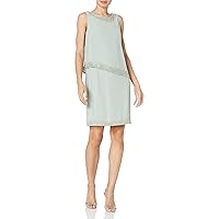 J Kara Women's Popover Asymmetrical Top with Side Slits Over a Bias Short Dress