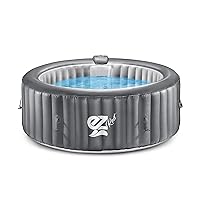 SereneLife Outdoor Portable Hot Tub - 82'' x 25'' 6-Person Round Inflatable Heated Pool Spa with 130 Bubble Jets, Filter Pump, Cover, LED Lights, and Remote Control