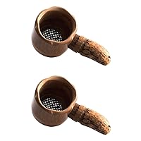 Natural Bamboo Tea Strainer Handmade Fine Mesh Tea Filter Tea Infuser Kung Fu Tea Accessories for Loose Leaf Tea Cups Mugs Pots, Pack of 2