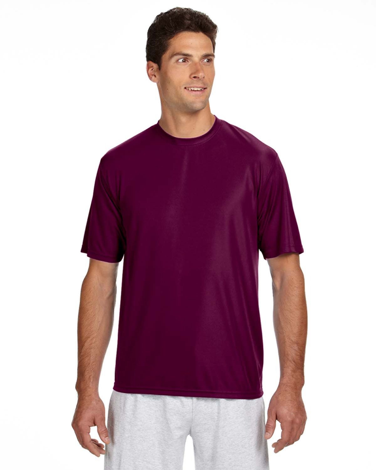A4 Men's Cooling Performance T-Shirt, Maroon, Small
