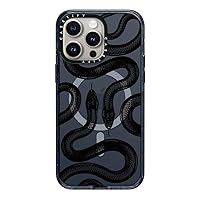 CASETiFY Impact Case for iPhone 15 Pro Max [4X Military Grade Drop Tested / 8.2ft Drop Protection/Compatible with Magsafe] - Animal Prints - Black Kingsnake - Classic Blue