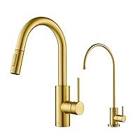 Kraus KPF-2620-FF-100BB Oletto Pull-Down Kitchen Purita Water Filter Faucet Combo, 16 Inch, Brushed Bronze
