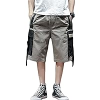 Andongnywell Men's Mid Waist Cargo Shorts Relaxed Fit Multi Pocket Zipper Outdoor Cotton Cargo Short Trousers