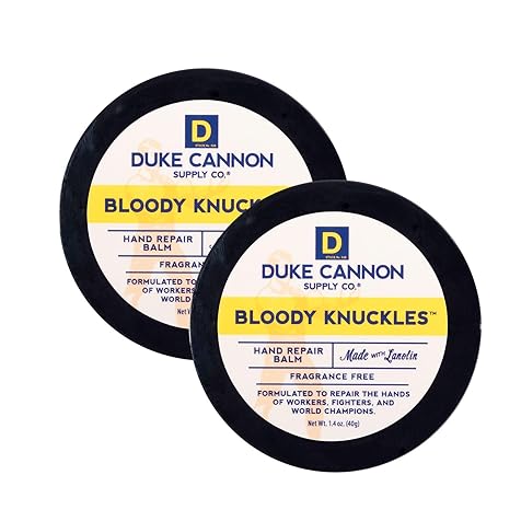 Duke Cannon Bloody Knuckles Hand Repair Balm - Unscented Moisturizer for Hardworking Hands | Lanolin Formula | Repair and Revitalize Dry, Cracked Skin | Ideal for Workers and Fighters (2 Pack)