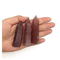 XN216 3PC Natural Hand Carved Red Strawberry Crystal Point Quartz Healing Energy Stone for Home Decor Natural Stones and Minerals Natural (Size : 130-140mm)