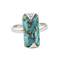 NOVICA Artisan Handmade .925 Sterling Silver Cocktail Ring Reconstituted Turquoise India Gemstone 'Double Vision'