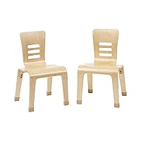 ECR4Kids Bentwood Chair, 14in Seat Height , Stackable Seats, Natural, 2-Pack