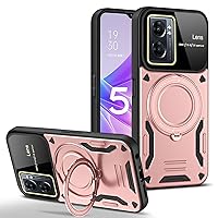 Case for Moto G53 5G,Military [Built-in Kickstand] Magnetic Metal Ring Dual-Layer Heavy Duty Car Holder Shockproof Camera Lens Protection Phone Case for Motorola Moto G53 5G (Pink)
