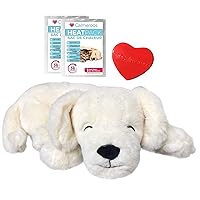 Puppy Heartbeat Toy Sleep Aid with 2 Long-Lasting Heat Packs Last 36 Hours Each Puppy Anxiety Relief Soother Dogs Cuddle Calming Behavioral Aid for Pets Dogs Cats (Cream)
