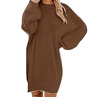 Women's Dresses Long Sleeve Sweatshirt Dress Casual Pullover Tunic Tops Loose Fit Crewneck Sweatshirts, S-3XL