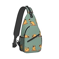 Yoga Pug Print Trendy Casual Daypack Versatile Crossbody Backpack Shoulder Bag Fashionable Chest Bag
