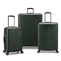 Traveler's Choice Archer Polycarbonate Hardside Spinner Luggage Set, Tie Down Straps, Green, 3-Piece