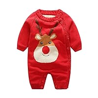 Christmas Thickened Elk Harper Creeper Jumpsuit Warm and Comfortable Holiday Baby Newborn