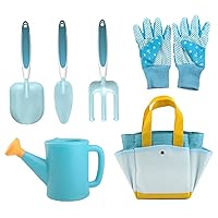 Kids Gardening Set 6Pcs/Set Kids Gardening Tools Fun Kids Garden Toys Includes Shovel, Trowel, Rake, Garden Gloves, Watering Can ＆ Garden Tool Bag Gifts for Children Outdoor Toys