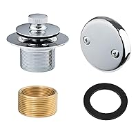 Artiwell Lift & Turn Tub Trim Set with Two-Hole Overflow Faceplate, All Brass Bathtub Conversion Kit Assembly with 2-Hole Overflow Face Plate and Universal Fine/Coarse Thread (Chrome Plated)