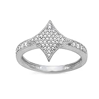 1/4 Carat Total Weight (CTTW) Natural Diamonds Curved Princess shape Ring in Rhodium Plated Sterling Silver - Gift for Women, Wife, Girls