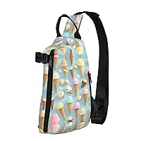 Ice Cream Cones Print Lightweight Adjustable Crossbody Backpack Daypack For Men,Women Sling Bag