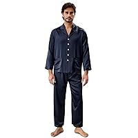 LilySilk 22 Momme Men's Silk Long Pajamas Set for Men 2pc Sleepwear Soft Luxury Real Mulberry Silk