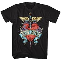 Bon Jovi Heart Black Adult T-Shirt Tee