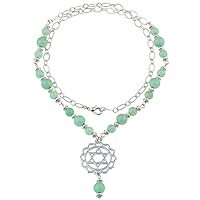 TUMBEELLUWA Beads Necklace Crystal Healing Quartz Chakra Symbol Energy with Alloy Charm Stone Jewelry