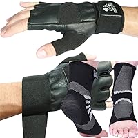 Nordic Lifting Gym Gloves Large Bundle with Ankle Compression Sleeve XL