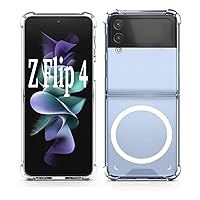 for Galaxy Z Flip 4 Case Magnetic Transparent Case [Compatible with MagSafe] Military-Grade Drop Protection Shockproof Slim Thin Full Protection Anti-Scratch 6.7