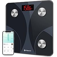 Etekcity Scale for Body Weight and Fat Percentage, Smart Digital LED Bathroom BMI Measurement, Accurate Bluetooth Weighing Machine, Body Composition Analyzer, Ash-black, 400lb