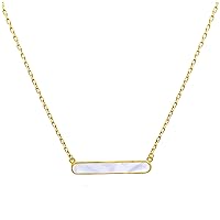 jewellerybox Gold Plated Sterling Silver Mother of Pearl Bar Necklace 18