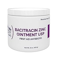 Bacitracin Zinc Ointment USP - Wound Healing Treatment for Minor Cuts, Itchy Diaper Rashes and First Degree Burns - 1 Jar - 15 oz. / 425 grams