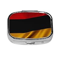 Germany Flag Print Pill Box Square Metal Pill Case with 2 Compartment Portable Travel Pillbox Cute Mini Medicine Organizer for Pocket Purse