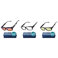 Fit Over Photochromic + Computer + Sleep Blue Light Glasses Bundle Produce Melatonin Naturally for Better Sleep + Stop Eye Strain