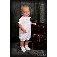 Baby Boys White Cotton Smocked Romper Bonnet Baptism Outfit Set 0-12M