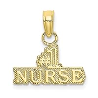 10k Gold Number 1 RN Nurse Caduseus Pendant Necklace Measures 13.05x14.3mm Wide Jewelry for Women
