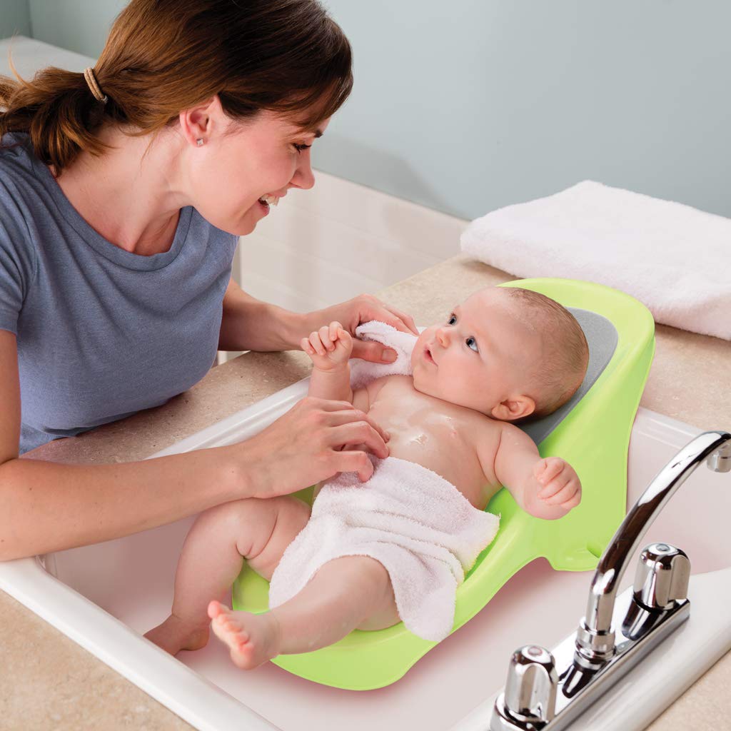 Summer Comfort Height Bath Tub Elevated and Spacious Baby Bathtub with Newborn Bath Support Extended Use Features Include Stand-Alone Kneeler and Stepstool